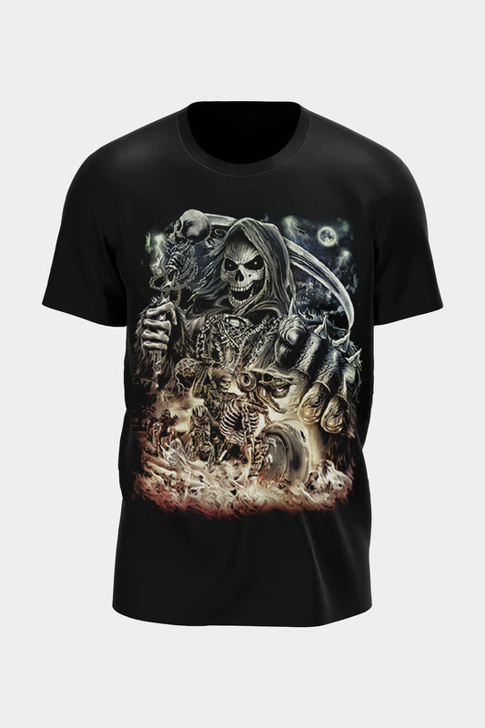 Wild Clothing Death Biker im Feuer T-Shirt - Wild-Clothing