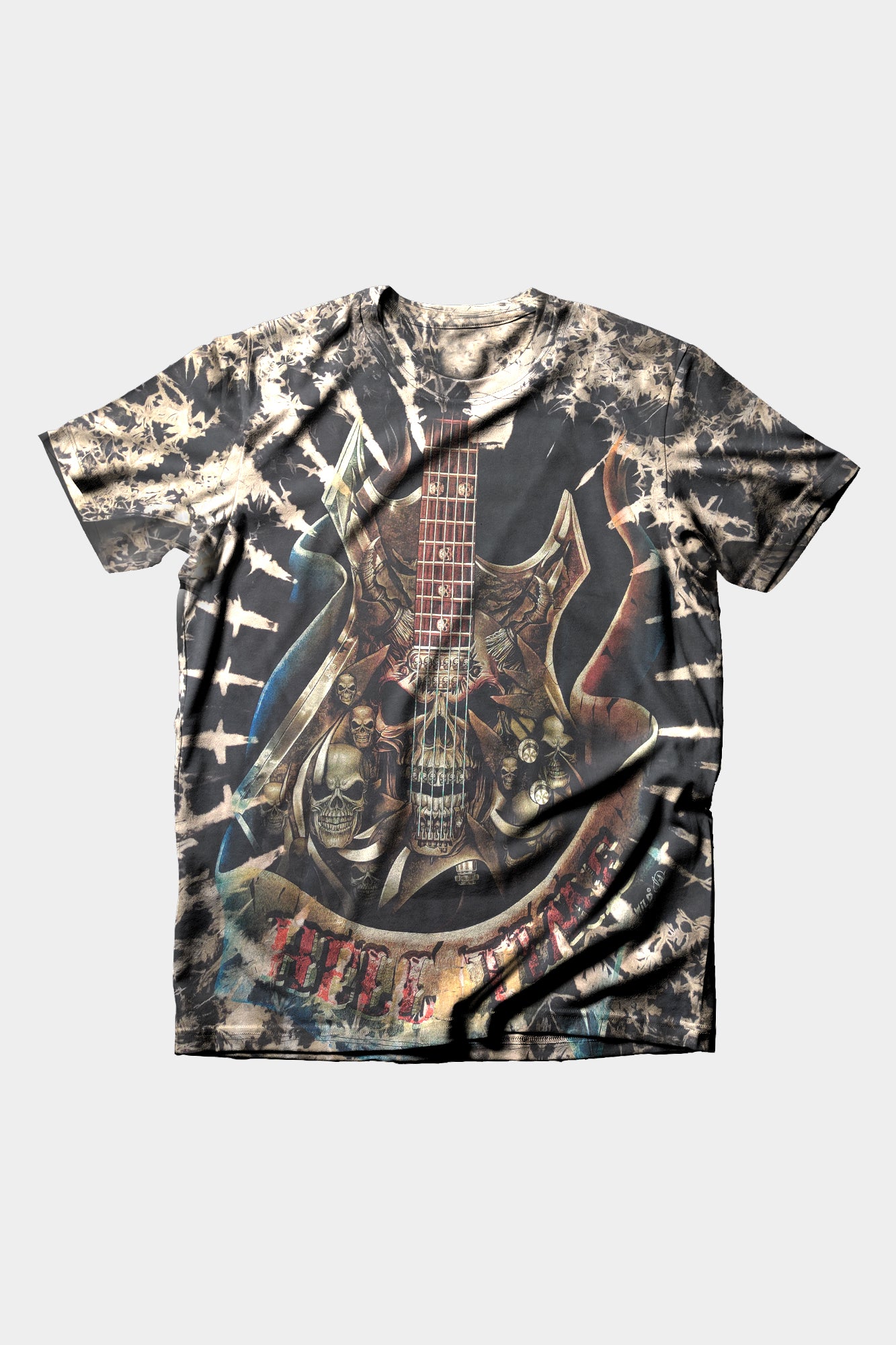 Wild Clothing Tie-Dye mit Totenkopf in Gitarre Rock Metall T-Shirt - Wild-Clothing