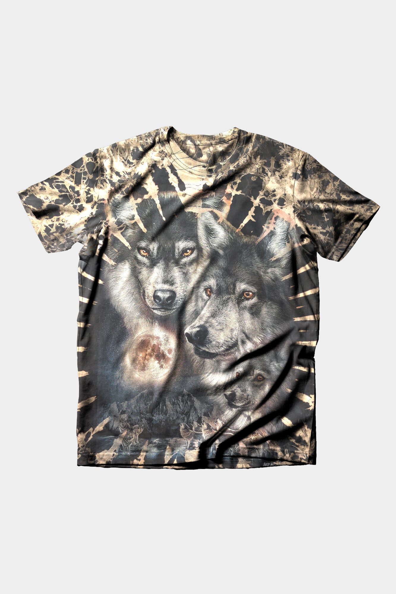 Wild Clothing Tie-Dye mit Wölfe mit Mond bei Nacht T-Shirt - Wild-Clothing