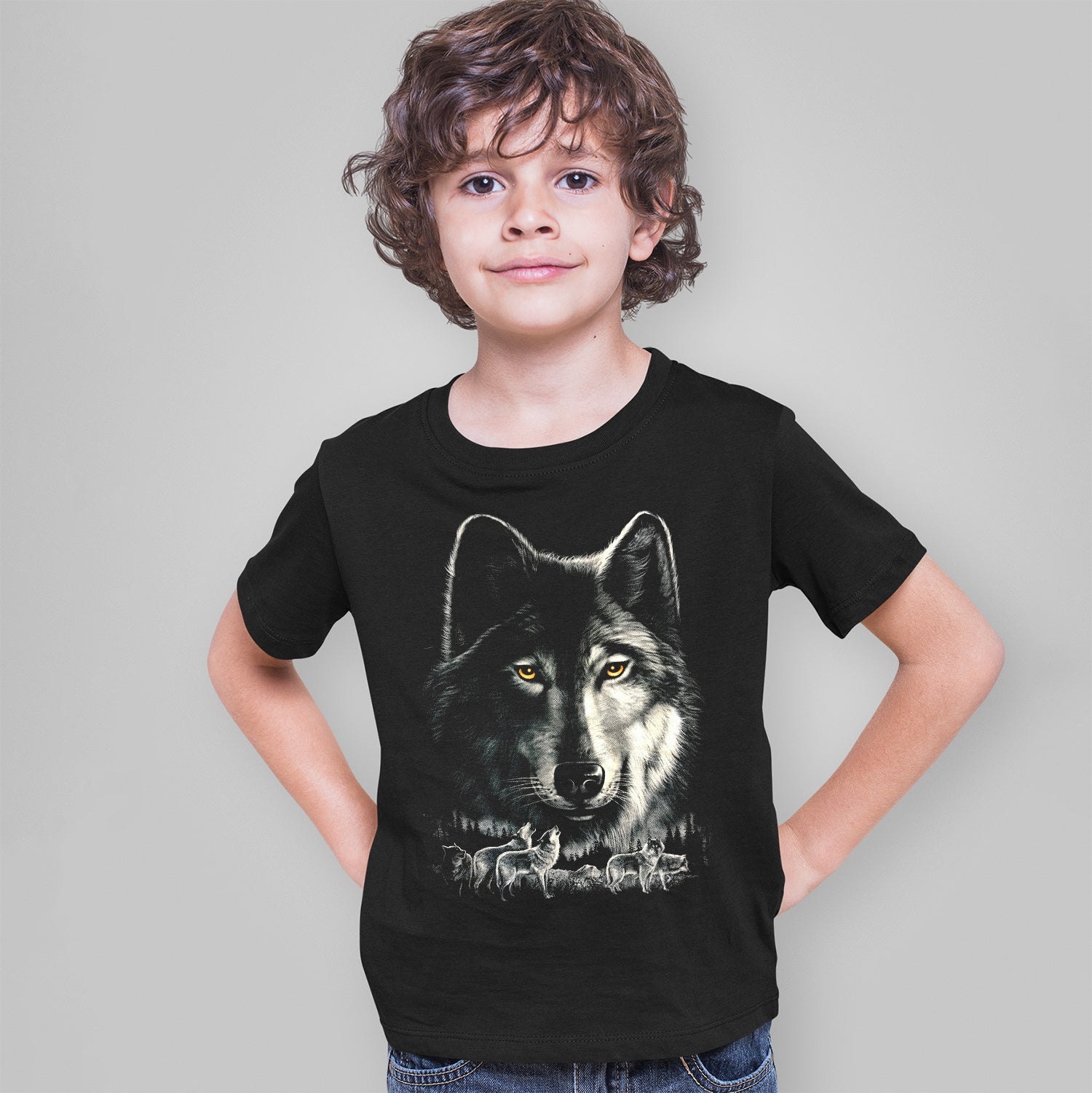 Wild Clothing Blau Wolfsrudel Kinder T-Shirt - Wild-Clothing