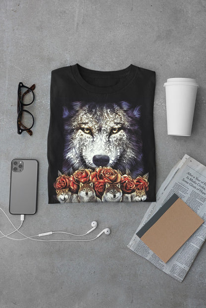 Wild Clothing Wölfen mit Roses Kinder T-Shirt - Wild-Clothing