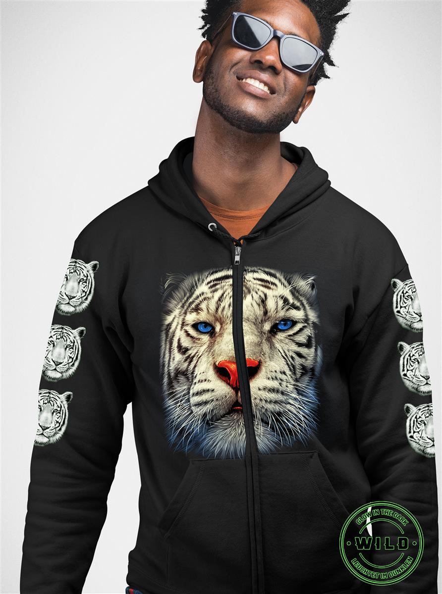 Wild Clothing White Tiger Sweatjacke Hoodie - Wild-Clothing