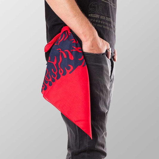 Bandana Halstuch  Rot Flammen 55 cm x 55 cm - Wild-Clothing