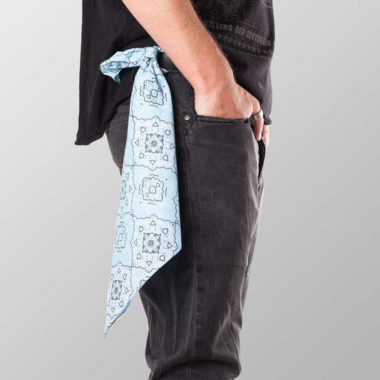 Bandana Halstuch  Hellblau Paisley 55 cm x 55 cm - Wild-Clothing