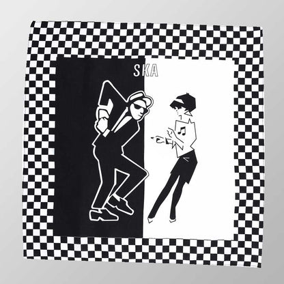 Bandana Halstuch  Schwarz Dancing SKA Disco 55 cm x 55 cm