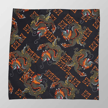 Bandana Halstuch Schwarz Chinesischer Drache 55 cm x 55 cm