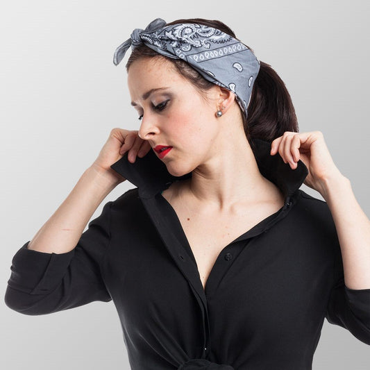 Bandana Halstuch Grau Paisley 55 cm x 55 cm