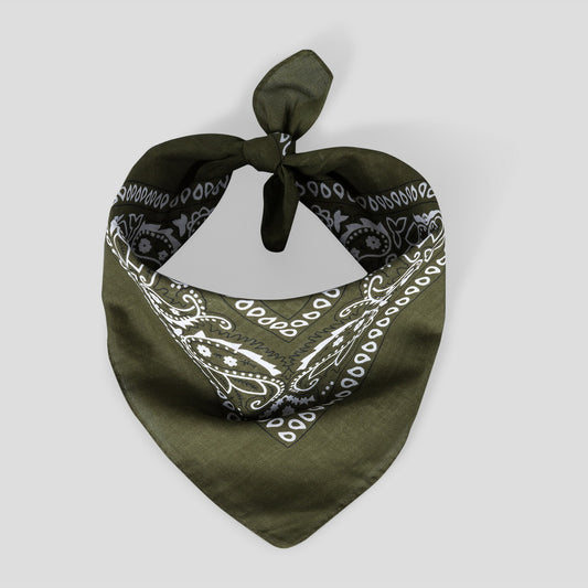 Bandana Halstuch Olive Grün Paisley 55 cm x 55 cm