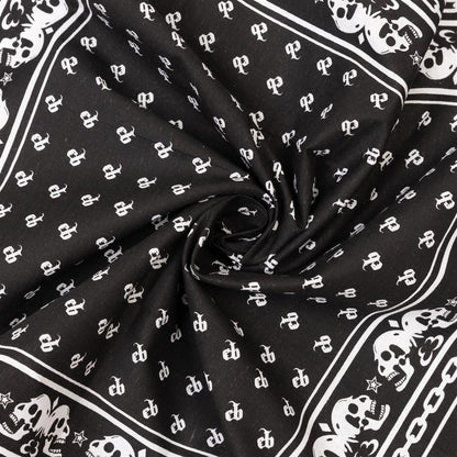 Bandana Halstuch Schwarz Emilbuls Totenkopf Anker mit Aufdruck 55 cm x 55 cm