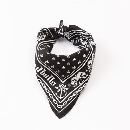 Bandana Halstuch Schwarz Emilbuls Totenkopf Anker mit Aufdruck 55 cm x 55 cm