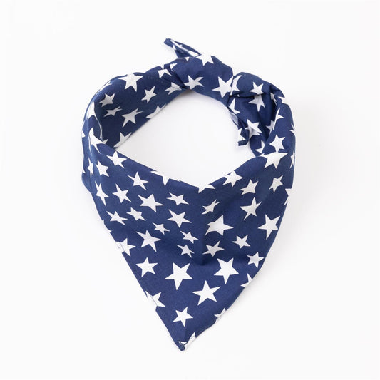 Bandana Halstuch Blau mit Weißen Sternen 55 cm x 55 cm