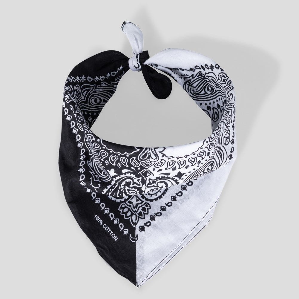 Bandana Halstuch Schwarz Weiß Paisley 55 cm x 55 cm