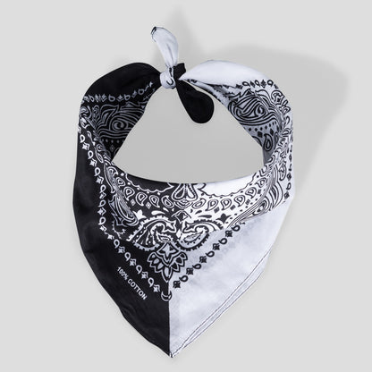Bandana Halstuch Schwarz Weiß Paisley 55 cm x 55 cm