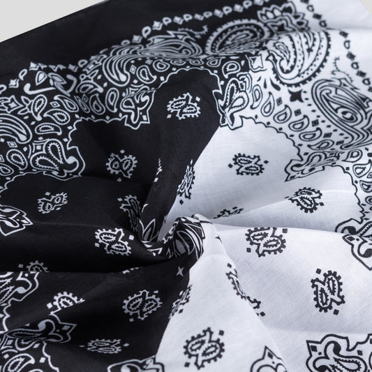 Bandana Halstuch Schwarz Weiß Paisley 55 cm x 55 cm