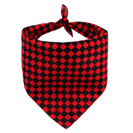 Bandana Halstuch Schwarz Rot Schachbrett Kariert 55 cm x 55 cm - Wild-Clothing