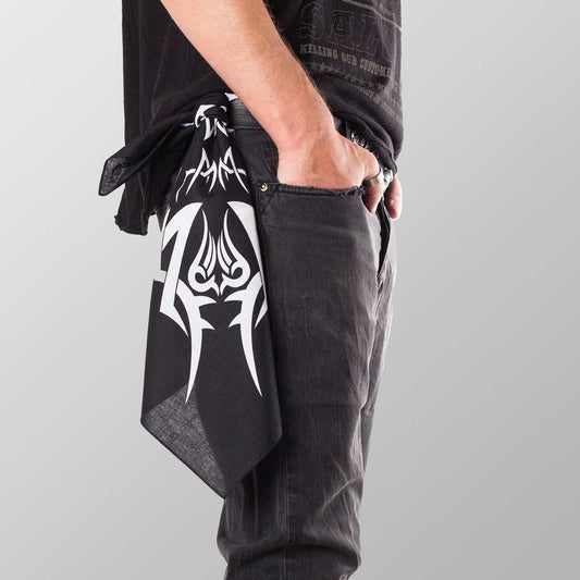 Bandana Halstuch  Schwarz Tribal Tattoo 55 cm x 55 cm