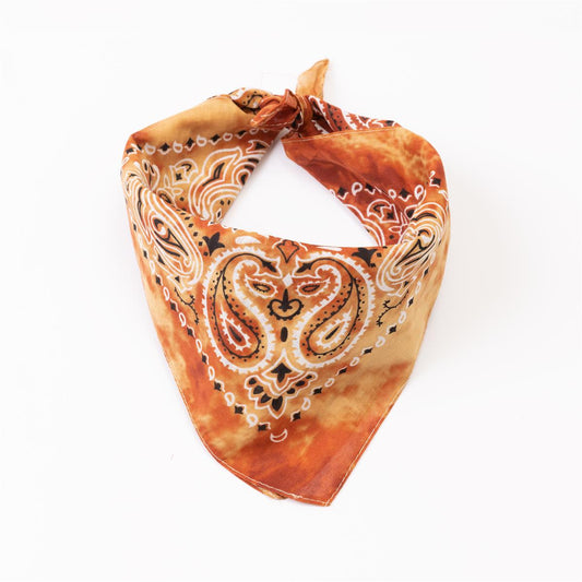 Bandana Halstuch Tie Dye Paisley Floral in Rostbraun 55 cm x 55 cm