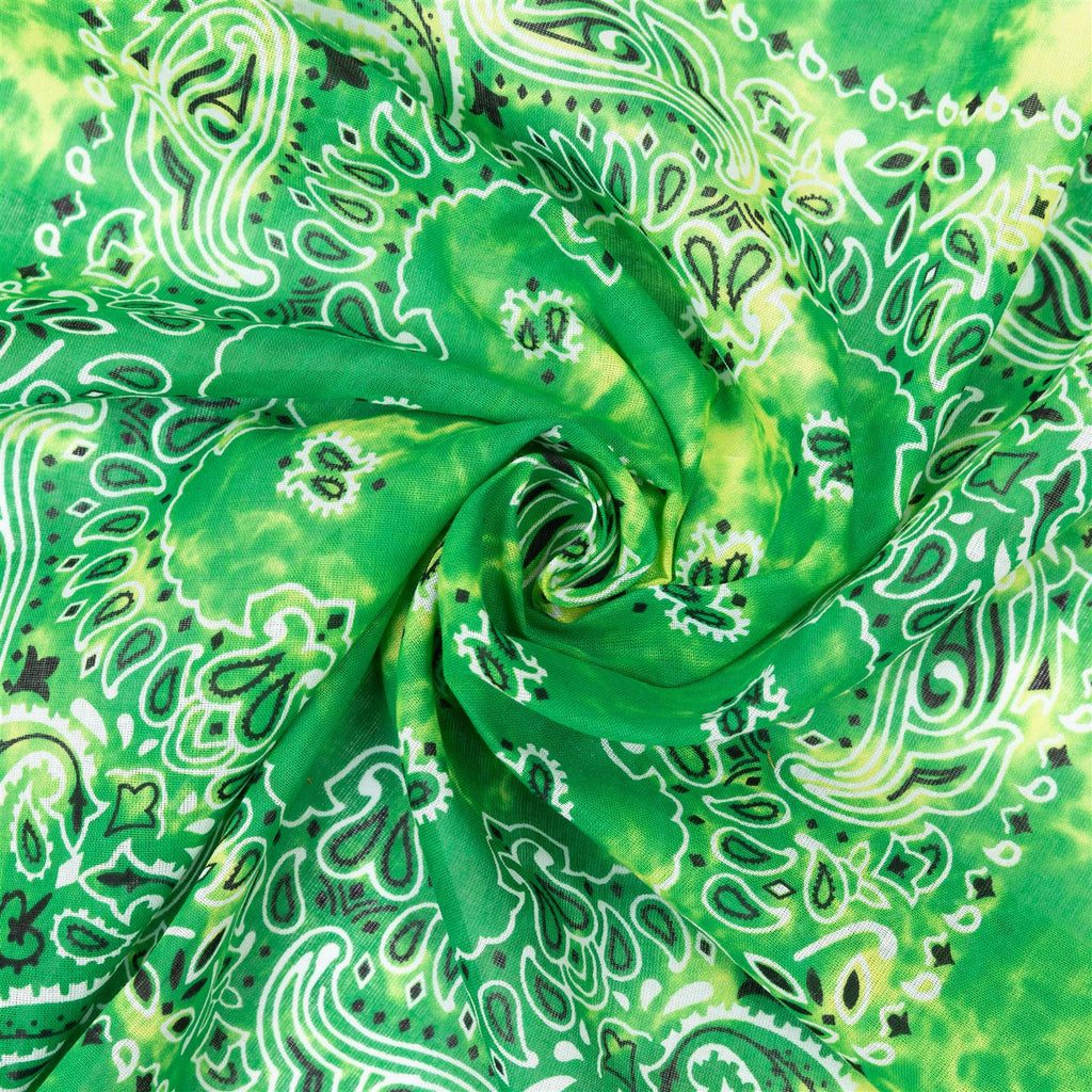 Bandana Halstuch Tie Dye Paisley Floral in Grün 55 cm x 55 cm