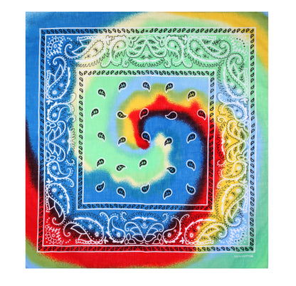 Bandana Halstuch Tie Dye Paisley Floral Regenbogen 55 cm x 55 cm