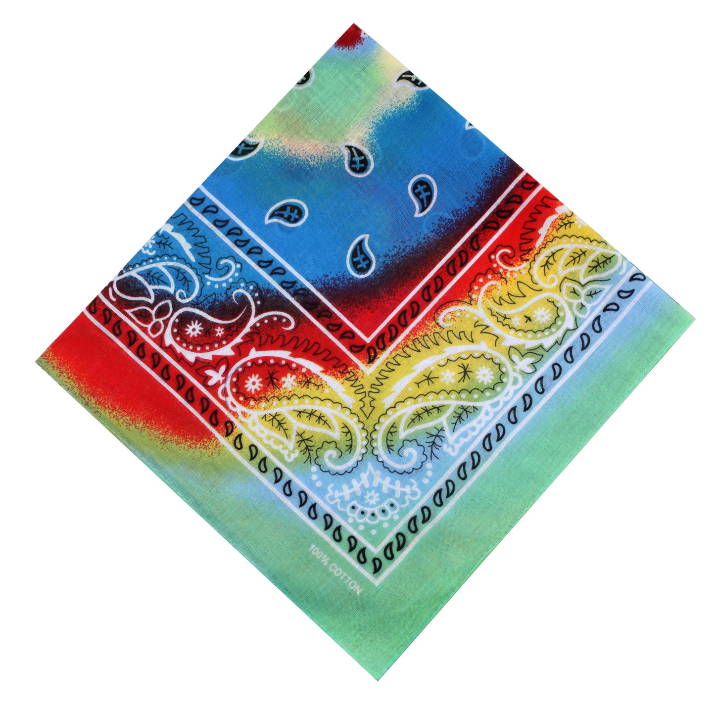 Bandana Halstuch Tie Dye Paisley Floral Regenbogen 55 cm x 55 cm