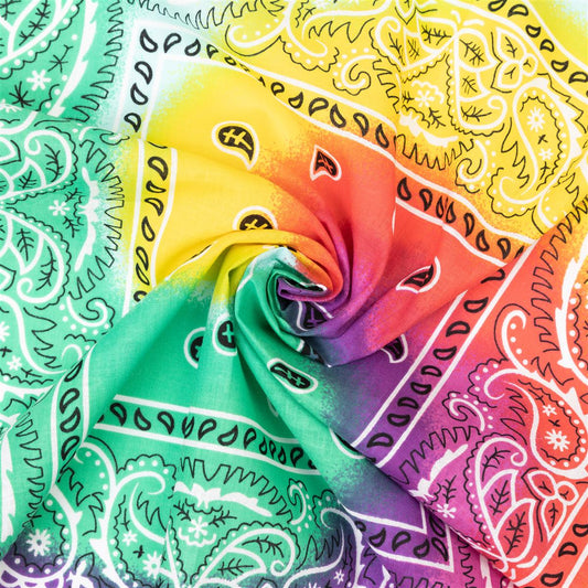 Bandana Tie Dye Bunt Paisley Floral Regenbogen 55 cm x 55 cm