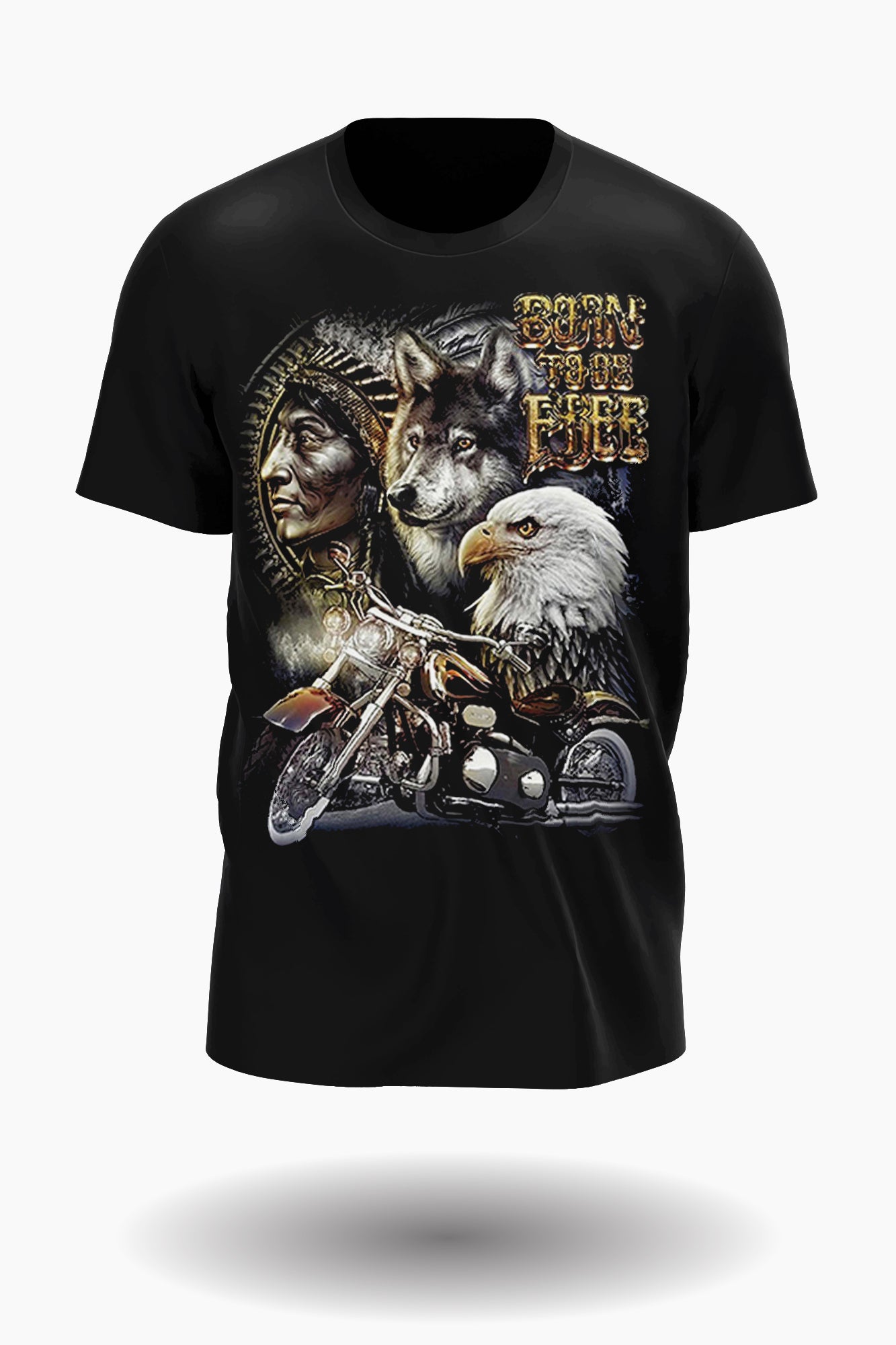 Wild Clothing Native American Adler, Wolf & Motorrad T-Shirt - Wild-Clothing