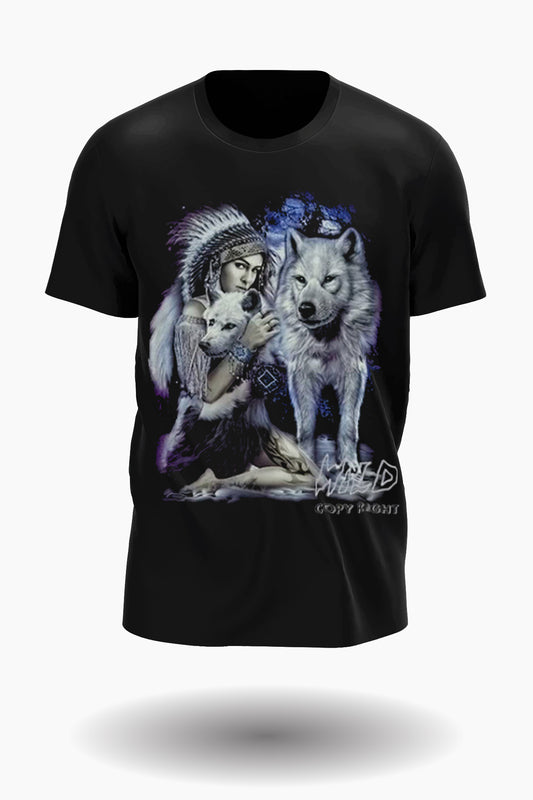 Wild Clothing Native American Princess mit Leittwolf und Dreamcatcher T-Shirt - Wild-Clothing