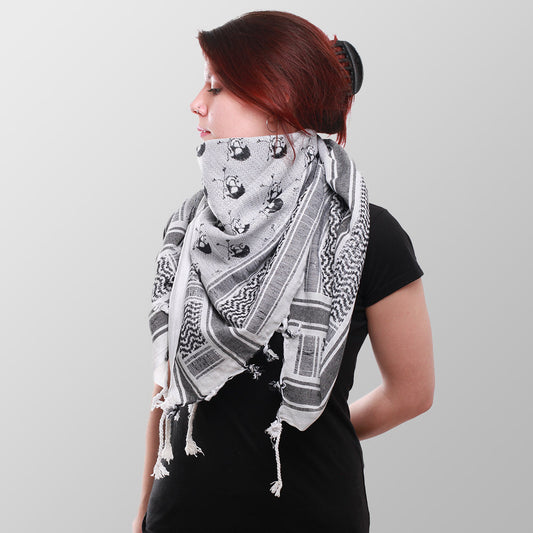 Palästinensertuch Shemagh Kufiya in Schwarz Weiß Totenkopf