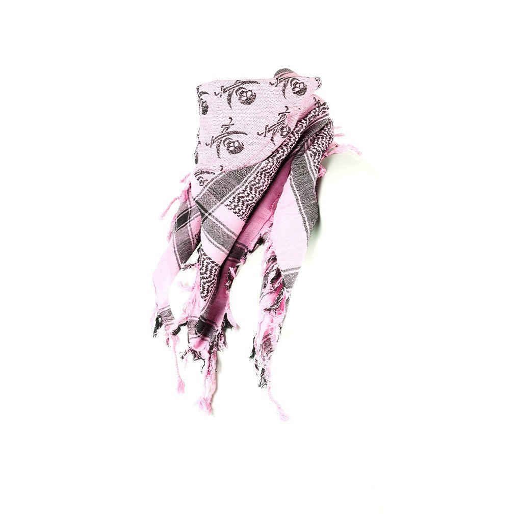 Palästinensertuch Shemagh Kufiya in Pink Schwarz Piraten Muster - Wild-Clothing