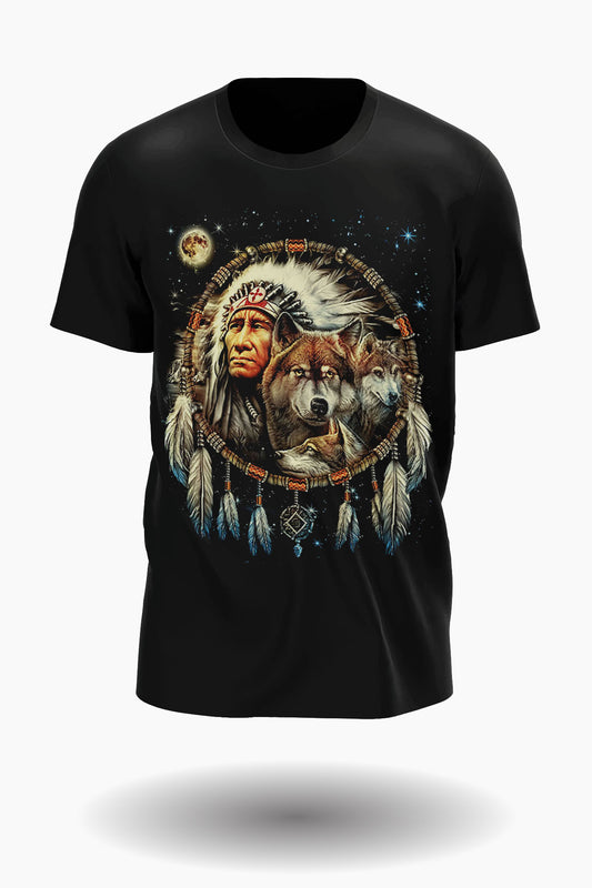 Wild Clothing Traumfänger mit Wölfen und Indianer T-Shirt - Wild-Clothing