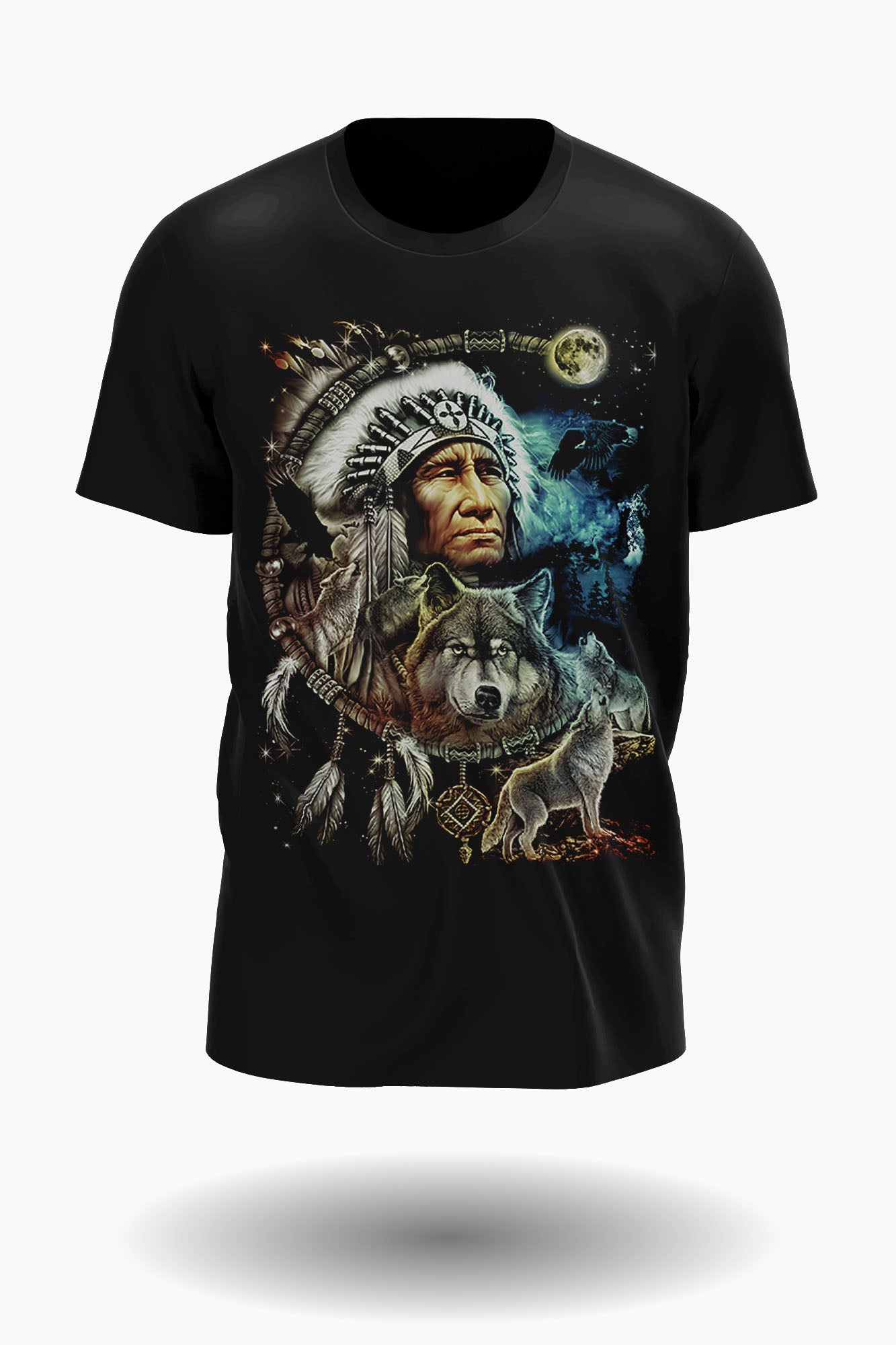 Wild Clothing Indianer und Wolf T-Shirt - Wild-Clothing