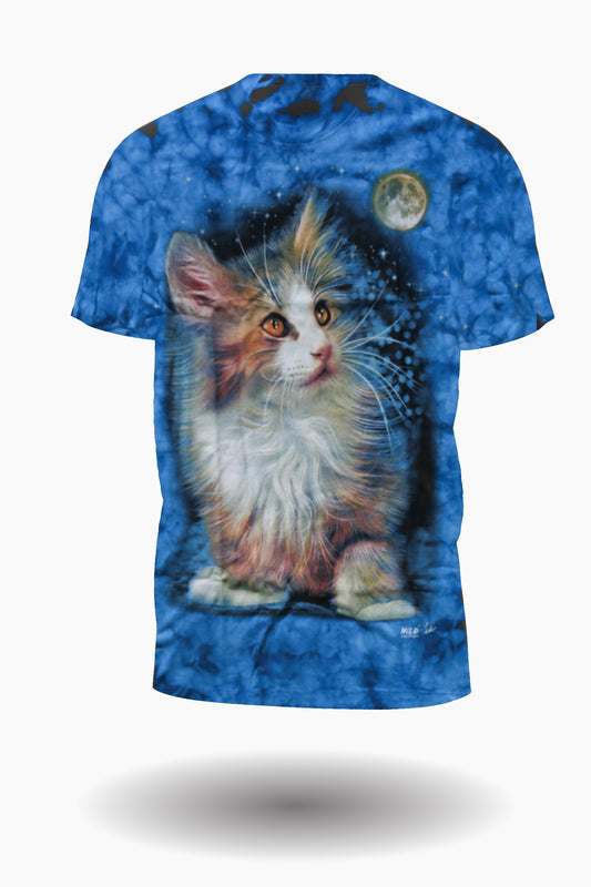 Wild Clothing Mize Katze Tie Dye T-Shirt Blau - Wild-Clothing