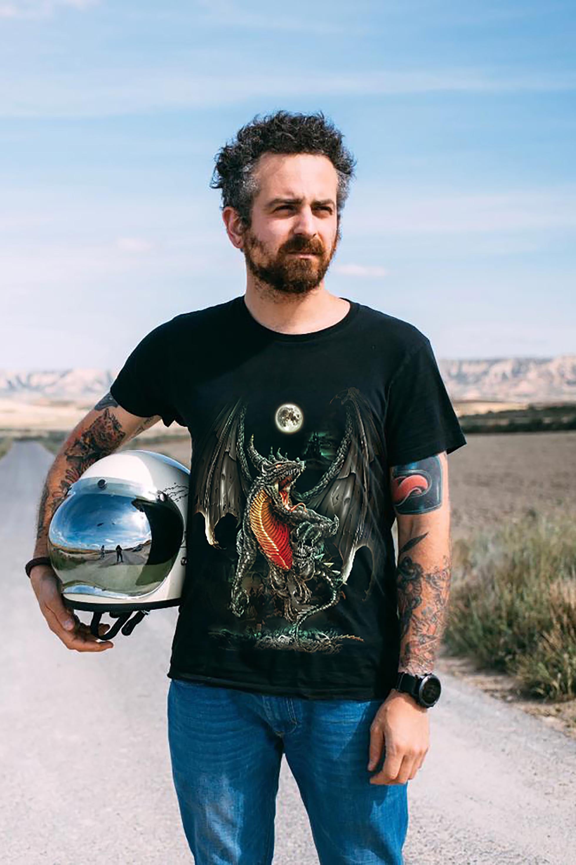 Wild Clothing Drachen in der Vollmondnacht T-Shirt - Wild-Clothing