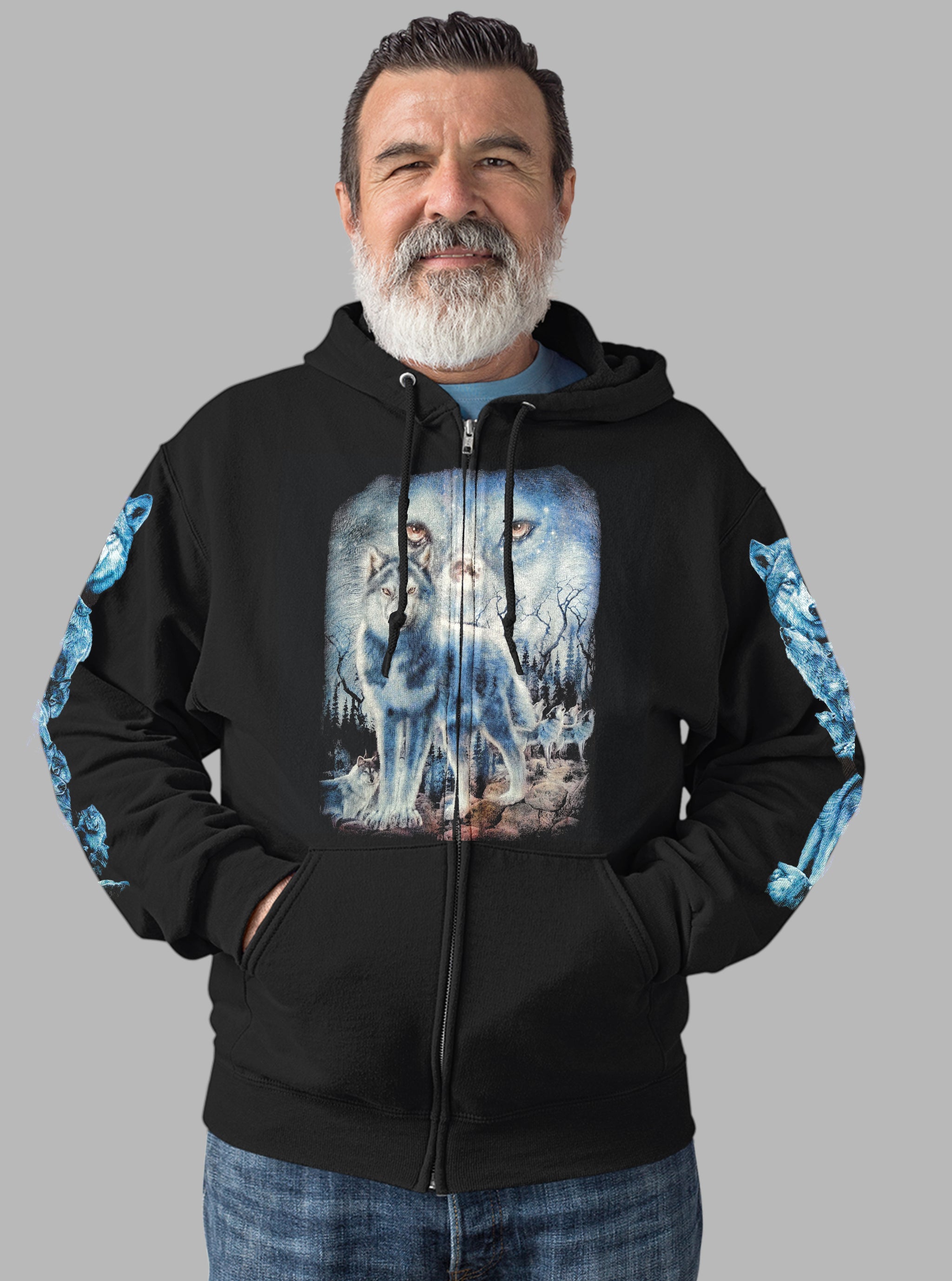 Wild Clothing Wolf mit Wolfsrudel Hoodie - Wild-Clothing