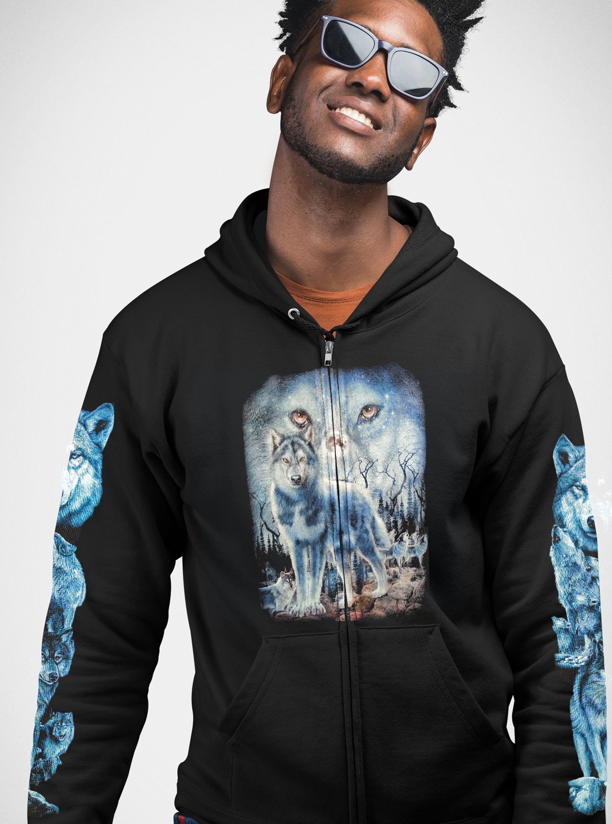 Wild Clothing Wolf mit Wolfsrudel Hoodie - Wild-Clothing
