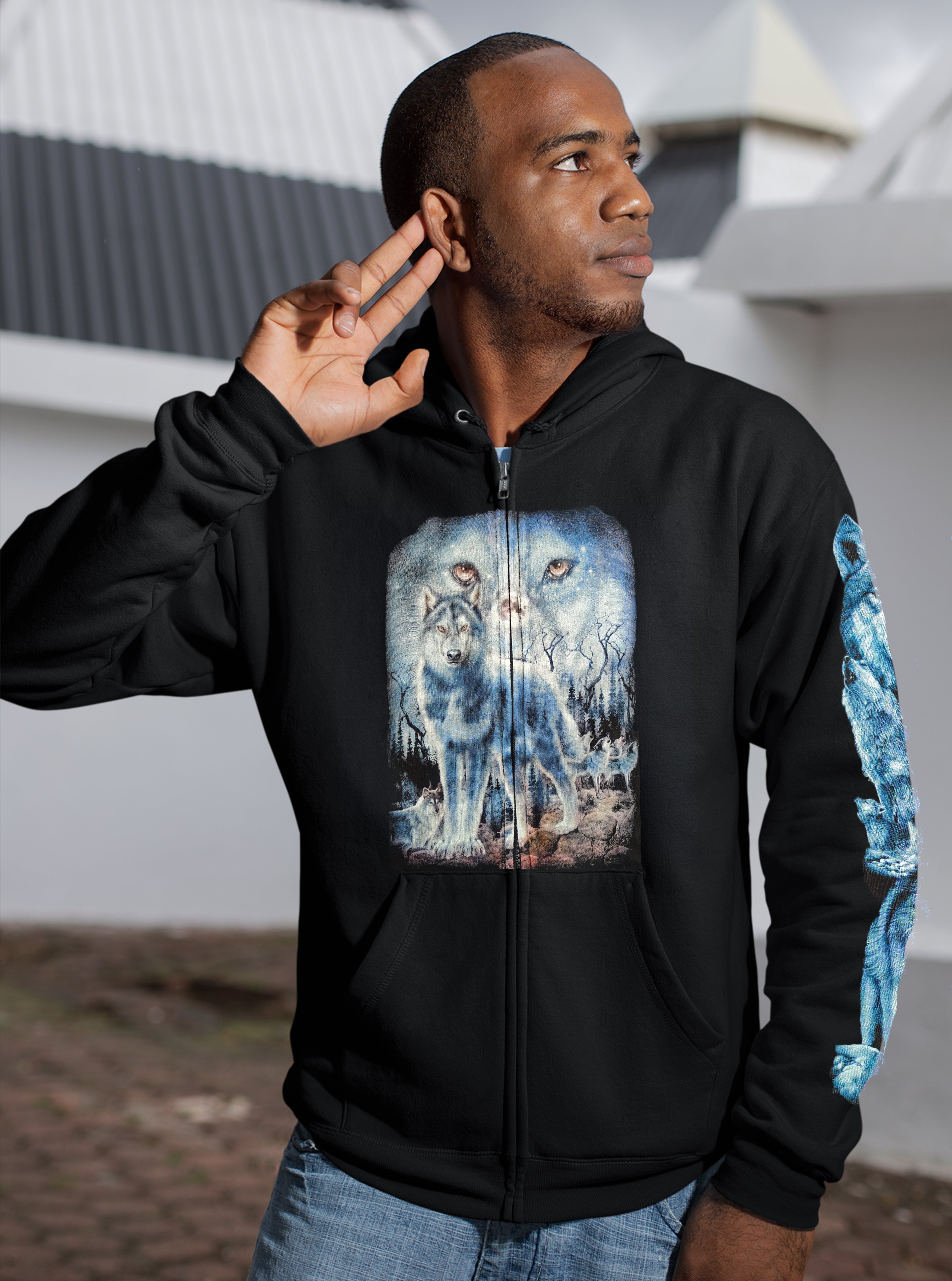 Wild Clothing Wolf mit Wolfsrudel Hoodie - Wild-Clothing